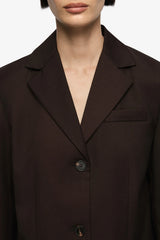 Eddie Blazer Dark Chocolate by Bec + Bridge, tailored twill blazer, perfect for polished work or evening looks