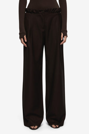 Eddie Pant Dark Chocolate by Bec + Bridge, tailored wide leg trousers, perfect for elevated work or evening wear