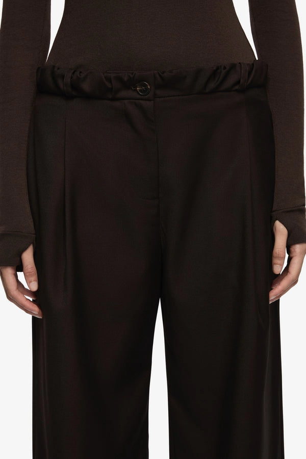 Eddie Pant Dark Chocolate by Bec + Bridge, tailored wide leg trousers, perfect for elevated work or evening wear