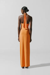 Eleonora Maxi Dress Caqui by Baobab, ruched open back maxi dress perfect for elegant evening occasions.