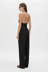 Eleri Bodysuit in Black by Camilla and Marc, lace halter bodysuit with scalloped cups and jersey briefs. Perfect for layered evening looks.