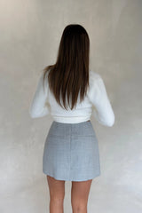 Ella Squire Tailored Mini Skirt Grey by Sneaky Link – a tailored A line mini skirt with wool blend. Perfect for everyday styling.
