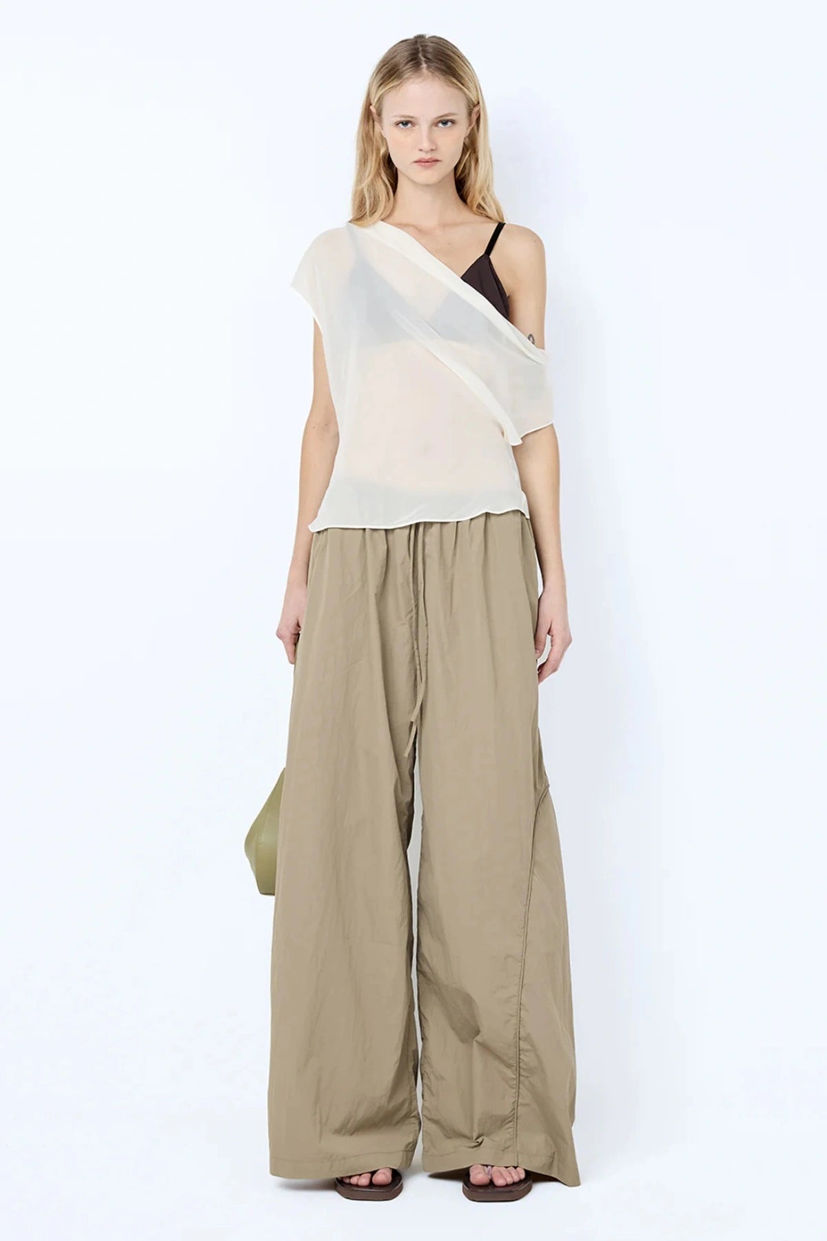 eloise satin drape neck layered dress in green Reiss Eloise Draped Midi-Dress