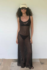 Emaretta Scoop Maxi Dress by Bec + Bridge, a sheer lace silhouette with scoop neckline and cap sleeves for a bold yet elegant evening statement.