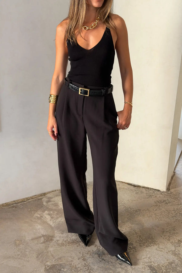 Emery Suit Pant Black by Sneaky Link – tailored pants with slight stretch and structured fit. Perfect for polished everyday styling.