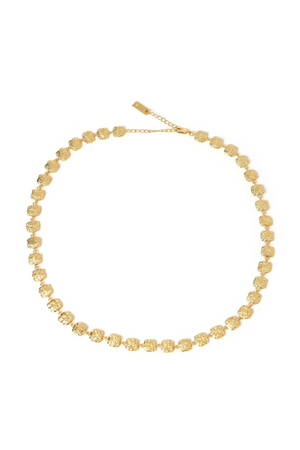 Emilia Gold Necklace by Arms Of Eve, gold necklace with crushed square links. Perfect for layering or elevated everyday styling.
