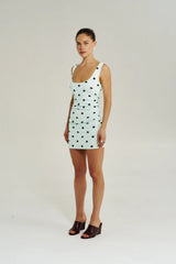 Emma Mini Dress Pinot Drop by Summi Summi - printed cotton mini dress with stretch fit, designed for a playful flattering silhouette.
