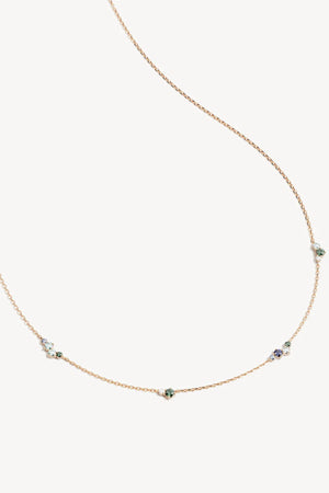 Endless Skies Choker by By Charlotte – 18k gold vermeil choker with blue and green gemstone cluster on adjustable fine chain.