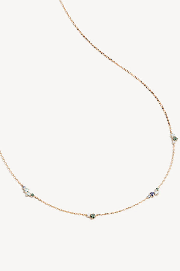 Endless Skies Choker by By Charlotte – 18k gold vermeil choker with blue and green gemstone cluster on adjustable fine chain.
