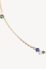 Endless Skies Choker by By Charlotte – 18k gold vermeil choker with blue and green gemstone cluster on adjustable fine chain.