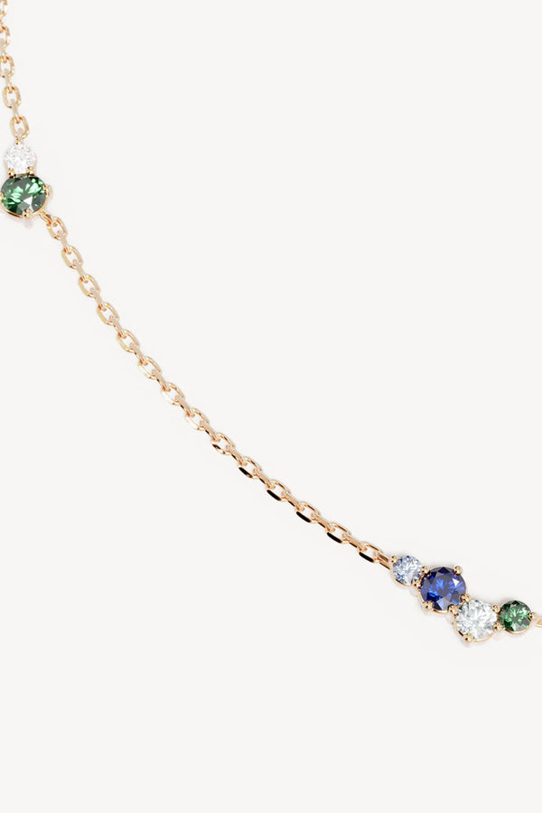 Endless Skies Choker by By Charlotte – 18k gold vermeil choker with blue and green gemstone cluster on adjustable fine chain.
