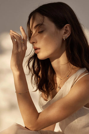 Endless Skies Choker by By Charlotte – 18k gold vermeil choker with blue and green gemstone cluster on adjustable fine chain.