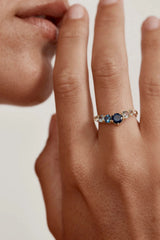 Endless Skies Ring by By Charlotte – 18k gold vermeil ring with aquamarine, sapphire and tourmaline stones.