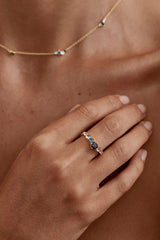 Endless Skies Ring by By Charlotte – 18k gold vermeil ring with aquamarine, sapphire and tourmaline stones.