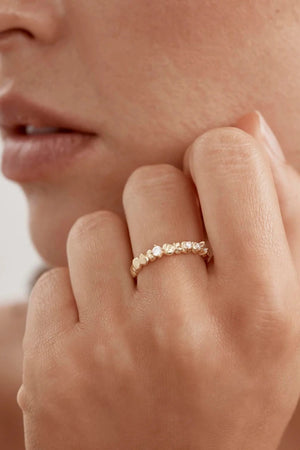 Endless Summer Ring by By Charlotte – 18k gold vermeil stacking ring with sparkling cubic zirconias and polished finish.