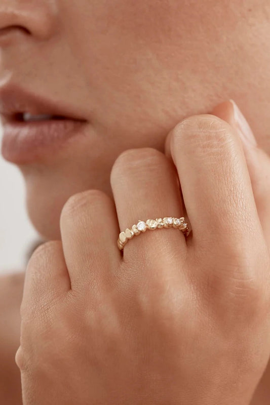 Endless Summer Ring by By Charlotte – 18k gold vermeil stacking ring with sparkling cubic zirconias and polished finish.