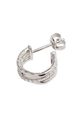 Entwined Hearts Earrings Sterling Silver by By Charlotte, triple-band crossover hoops with cubic zirconia accents.