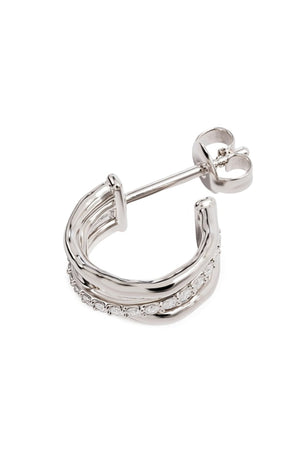 Entwined Hearts Earrings Sterling Silver by By Charlotte, triple-band crossover hoops with cubic zirconia accents.
