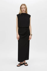 Eon Maxi Dress Black by Camilla and Marc - draped maxi dress with low cowl back and beaded strap, perfect for elegant evening styling.