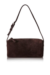 Esme Bag in Choc Suede by Alias Mae, a chic leather and suede bag with zip closure and internal slip pocket, perfect for day-to-night use.
