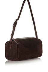 Esme Bag in Choc Suede by Alias Mae, a chic leather and suede bag with zip closure and internal slip pocket, perfect for day-to-night use.