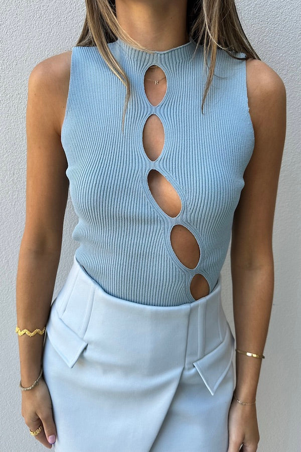 Sneaky Link | Sneaky Cut-Out Top Baby Blue | Girls With Gems