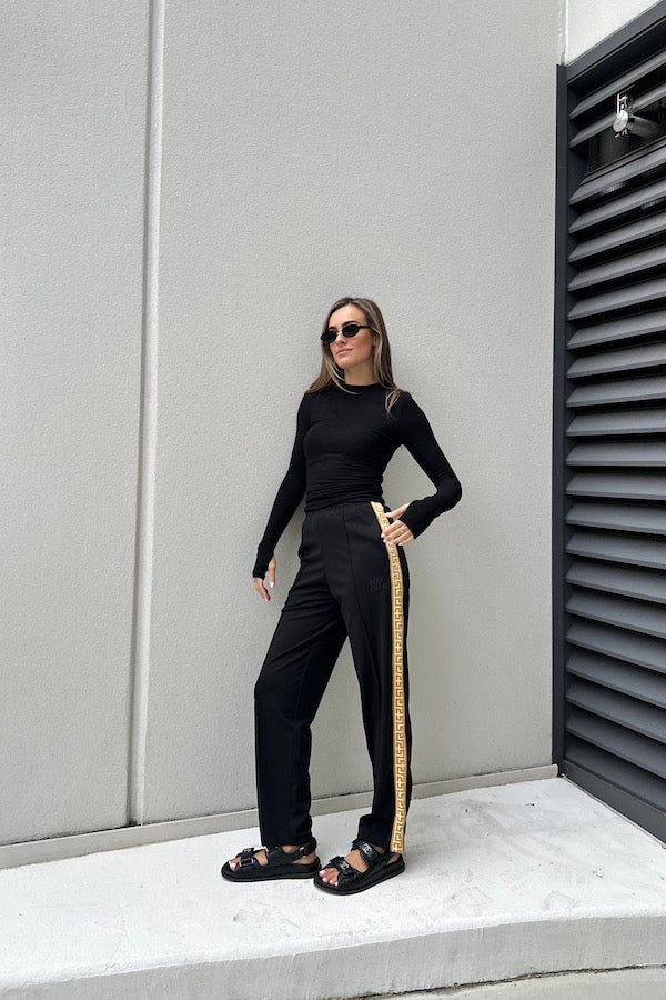 Something Very Special | Black Geo Track Pant | Girls With Gems