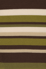 Sable Polo Shirt in Espresso Pine Stripe by Faithfull the Brand, classic polo with a deep V-neck and ribbed waistband, perfect for a chic, casual look when paired with coordinating skirts or denim.
