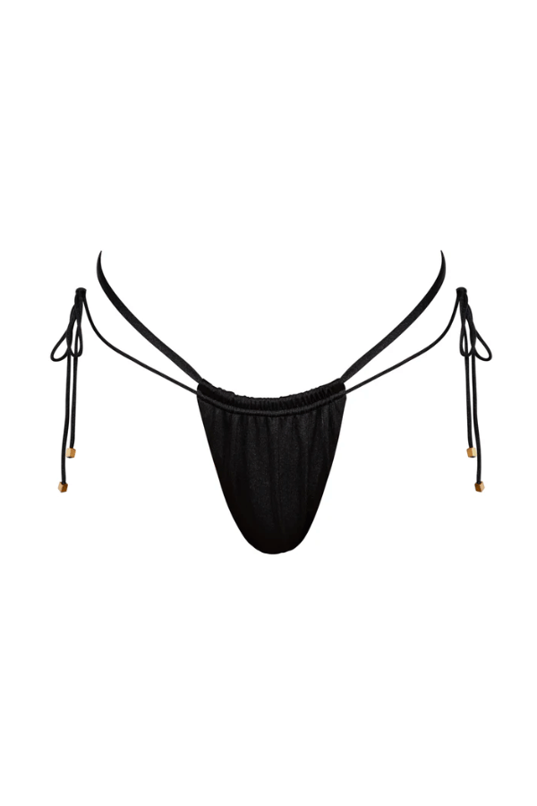 Farrah Tie Side Bikini Bottoms Nero by Sommer Swim, tie side bottoms with brazilian cut. Perfect for beach days or mix and match swim looks.