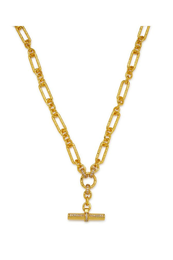 Ferlo Necklace by Amber Sceats - gold paperclip chain necklace with crystal t-bar detail, designed for elevated modern styling.