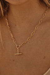 Ferlo Necklace by Amber Sceats - gold paperclip chain necklace with crystal t-bar detail, designed for elevated modern styling.