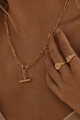 Ferlo Necklace by Amber Sceats - gold paperclip chain necklace with crystal t-bar detail, designed for elevated modern styling.