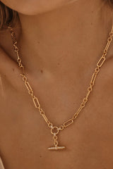 Ferlo Necklace by Amber Sceats - gold paperclip chain necklace with crystal t-bar detail, designed for elevated modern styling.