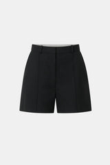 Floret Tailored Short by Camilla and Marc, a black wool-blend suiting short with resin buckle detail, belt loops and a tailored fit.