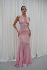 Florian Dress Pink by Deconduarte, sequin jersey mini with corset waist and circle hem, a trendy piece perfect for parties, date nights or viral events.