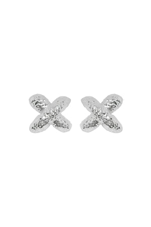 Frances Earrings Silver by Mountain and Moon, oversized hammered cross studs with silver plating, a bold trendy piece perfect for statement elegance.