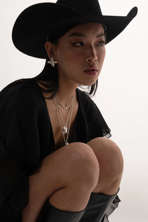 Frances Earrings Silver by Mountain and Moon, oversized hammered cross studs with silver plating, a bold trendy piece perfect for statement elegance.