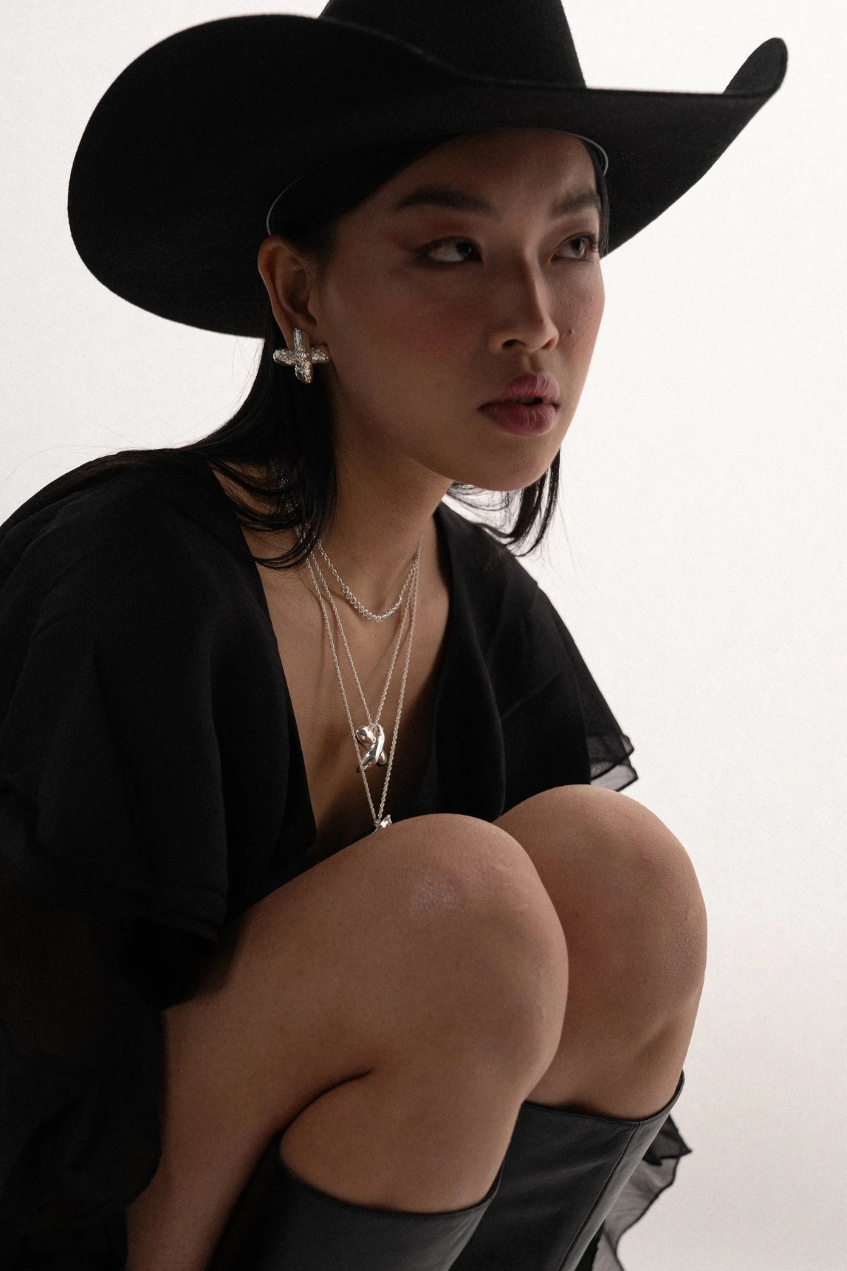 Frances Earrings Silver by Mountain and Moon, oversized hammered cross studs with silver plating, a bold trendy piece perfect for statement elegance.