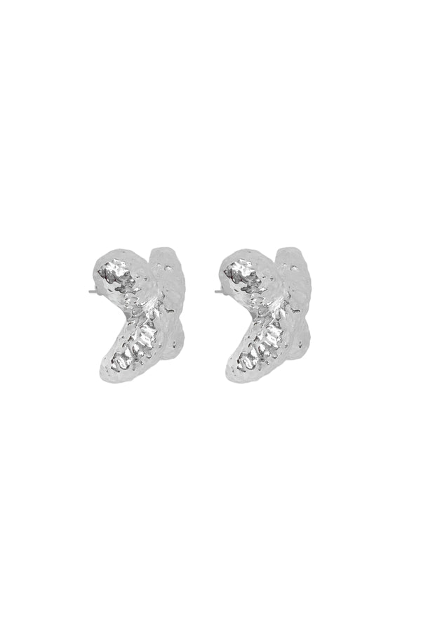 Frances Earrings Silver by Mountain and Moon, oversized hammered cross studs with silver plating, a bold trendy piece perfect for statement elegance.
