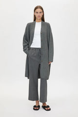 Francis Long Knit Cardigan Charcoal Melange by Camilla and Marc - long knit cardigan with button front and pockets, designed for a relaxed layered look.
