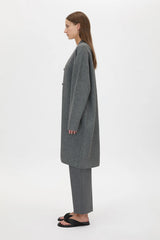 Francis Long Knit Cardigan Charcoal Melange by Camilla and Marc - long knit cardigan with button front and pockets, designed for a relaxed layered look.