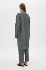 Francis Long Knit Cardigan Charcoal Melange by Camilla and Marc - long knit cardigan with button front and pockets, designed for a relaxed layered look.