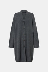 Francis Long Knit Cardigan Charcoal Melange by Camilla and Marc - long knit cardigan with button front and pockets, designed for a relaxed layered look.