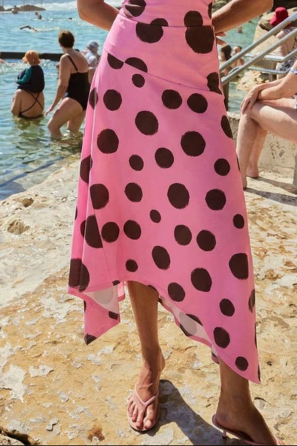 Frenchie Midi Skirt Big Dotty by Summi Summi – cotton midi skirt with bold dot print for elevated summer styling.