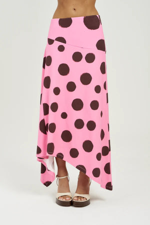 Frenchie Midi Skirt Big Dotty by Summi Summi – cotton midi skirt with bold dot print for elevated summer styling.