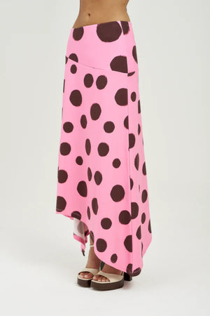 Frenchie Midi Skirt Big Dotty by Summi Summi – cotton midi skirt with bold dot print for elevated summer styling.