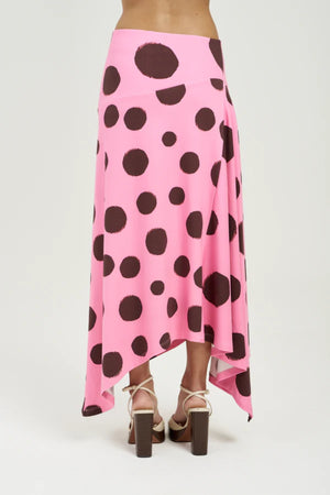 Frenchie Midi Skirt Big Dotty by Summi Summi – cotton midi skirt with bold dot print for elevated summer styling.