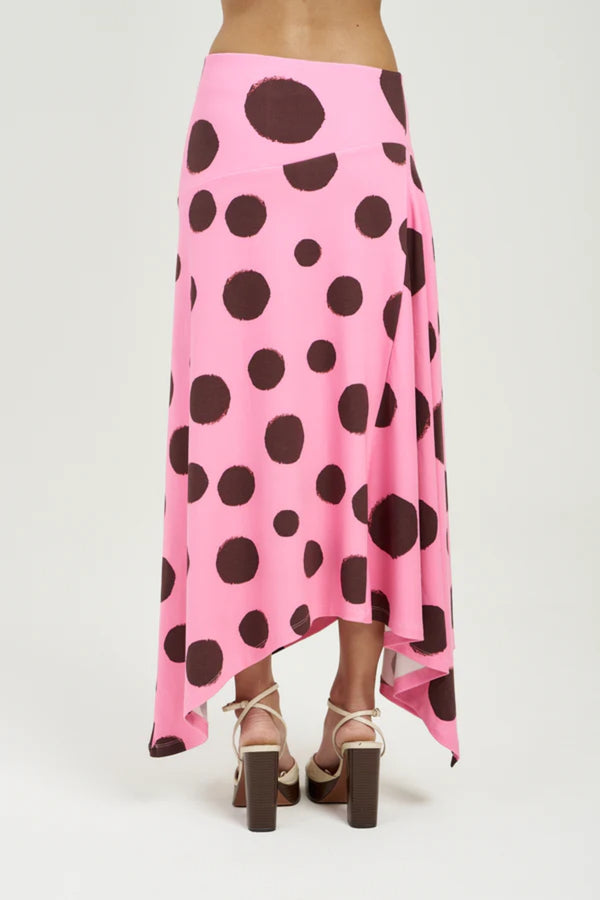 Frenchie Midi Skirt Big Dotty by Summi Summi – cotton midi skirt with bold dot print for elevated summer styling.