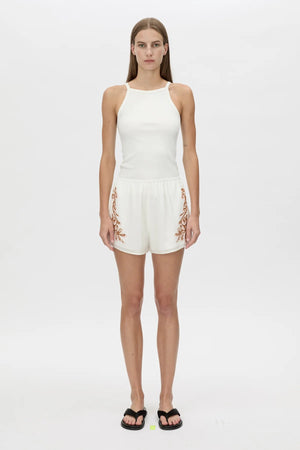 Frida Short Cream Frida Print by Camilla and Marc, soft printed silk shorts designed for relaxed summer looks and elevated lounging.