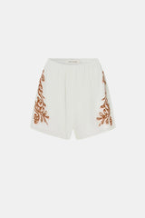 Frida Short Cream Frida Print by Camilla and Marc, soft printed silk shorts designed for relaxed summer looks and elevated lounging.